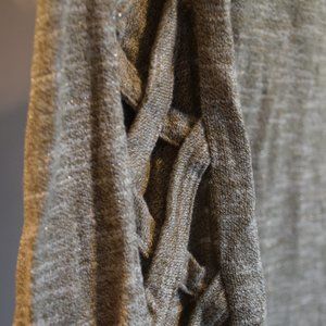 Gray and Gold Marled Sweater with Arm Detail